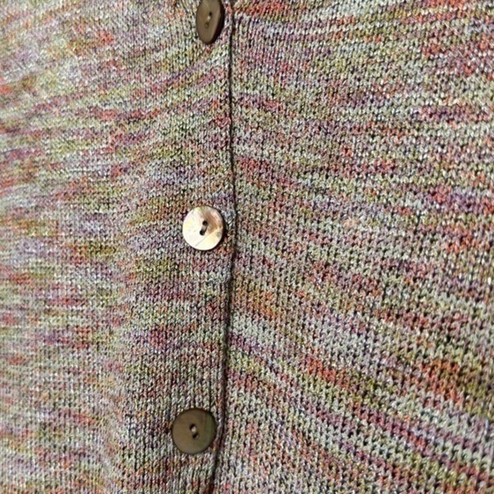 Talbots Petites Medium Cardigan Sweater Pastel Space Dye Knit V-Neck Button Up - Picture 4 of 7